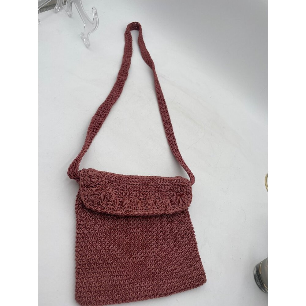 Vintage Marcus Brothers Italian Crochet Purse Magnetic Closure Adjustable Strap - Picture 7 of 8